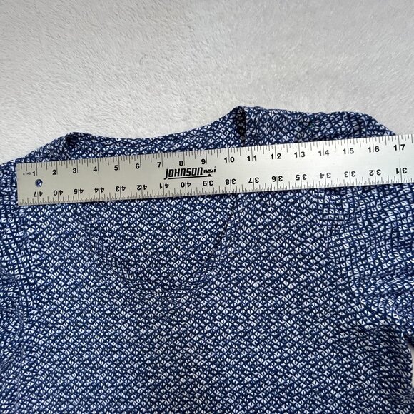 Chico's Womens Blue & White Geometric Balloon Sleeve V-Neck Top Size 1, Medium - Picture 5 of 8